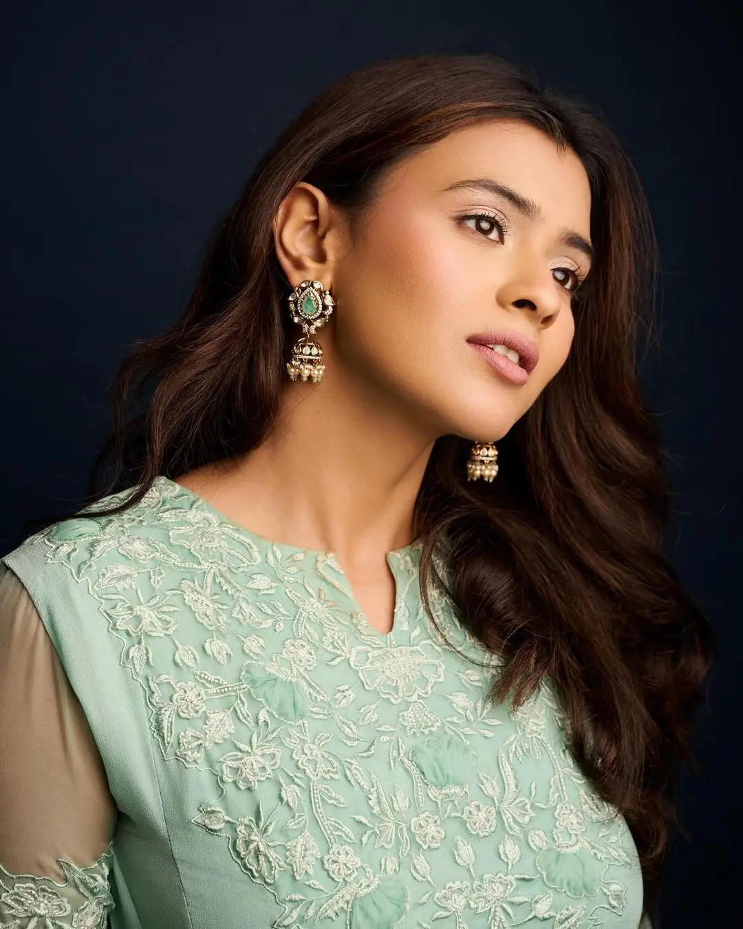 Indian Actress Hebah Patel Images in Green Gown